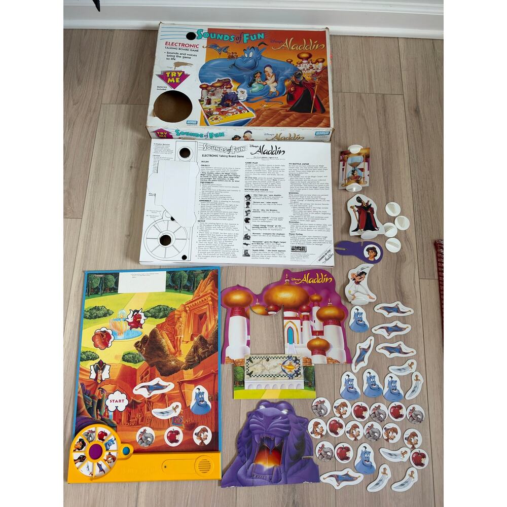 Vintage Disney Aladdin Sounds of Fun Electronic Talking Board Game 1993